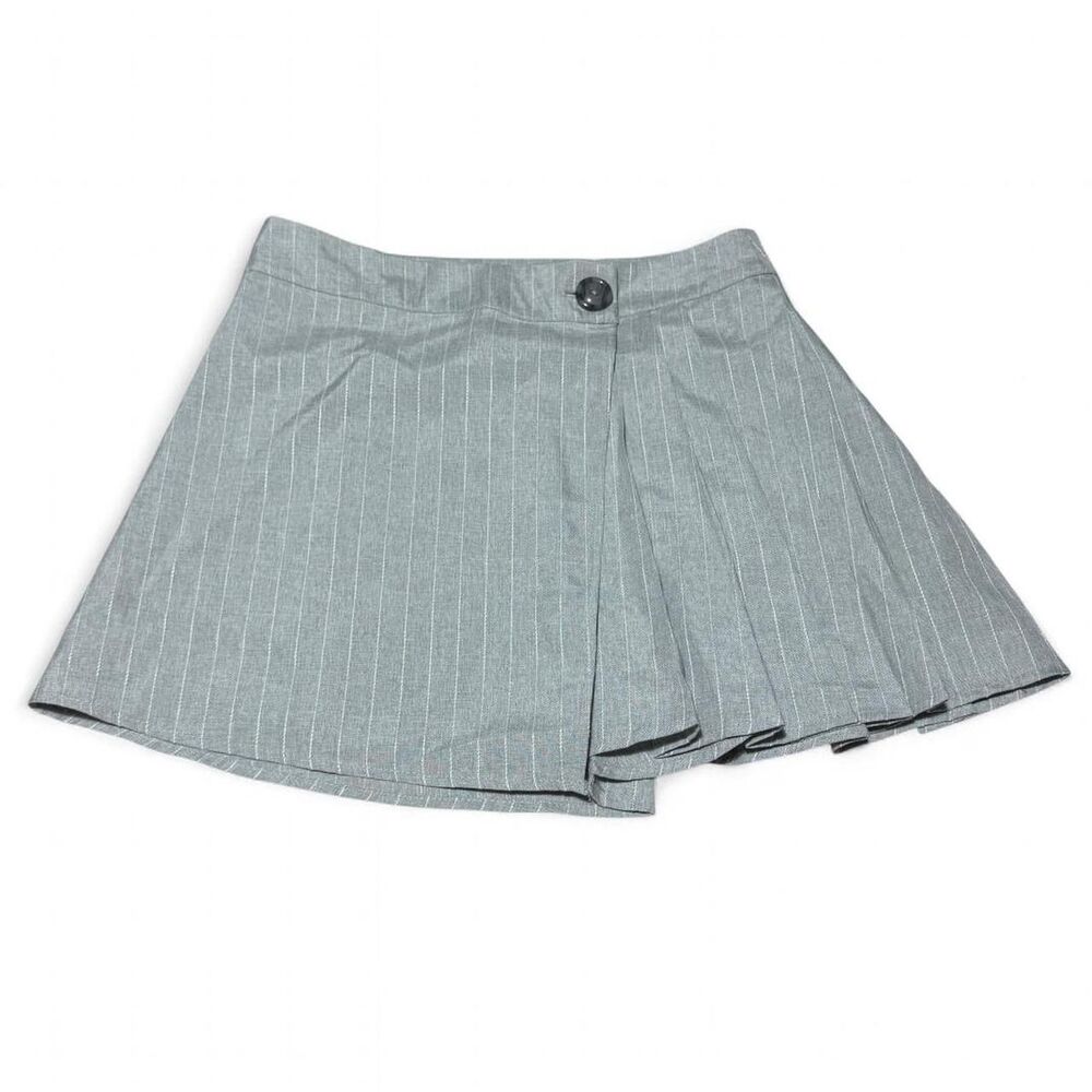 Arden B Light Gray Striped Wrap Skirt Pleated Women’s XS